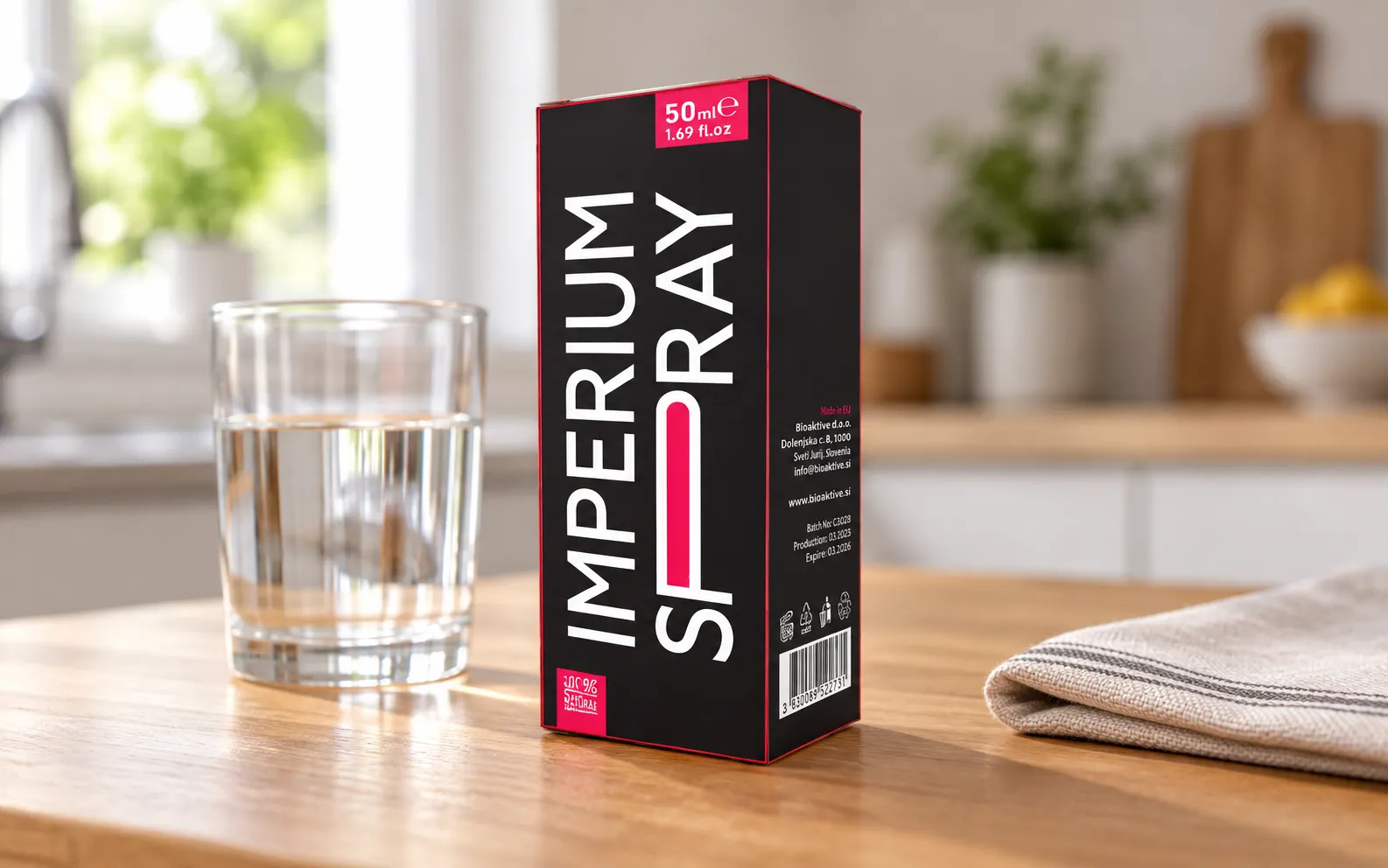 Imperium Spray — Verpackung im Alltag