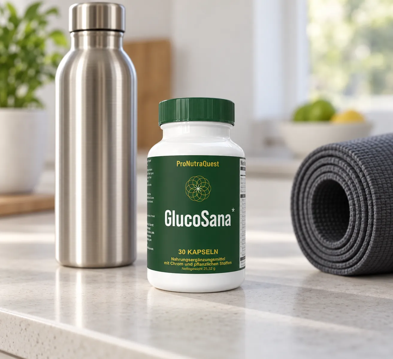 GlucoSana — Verpackung im Alltag