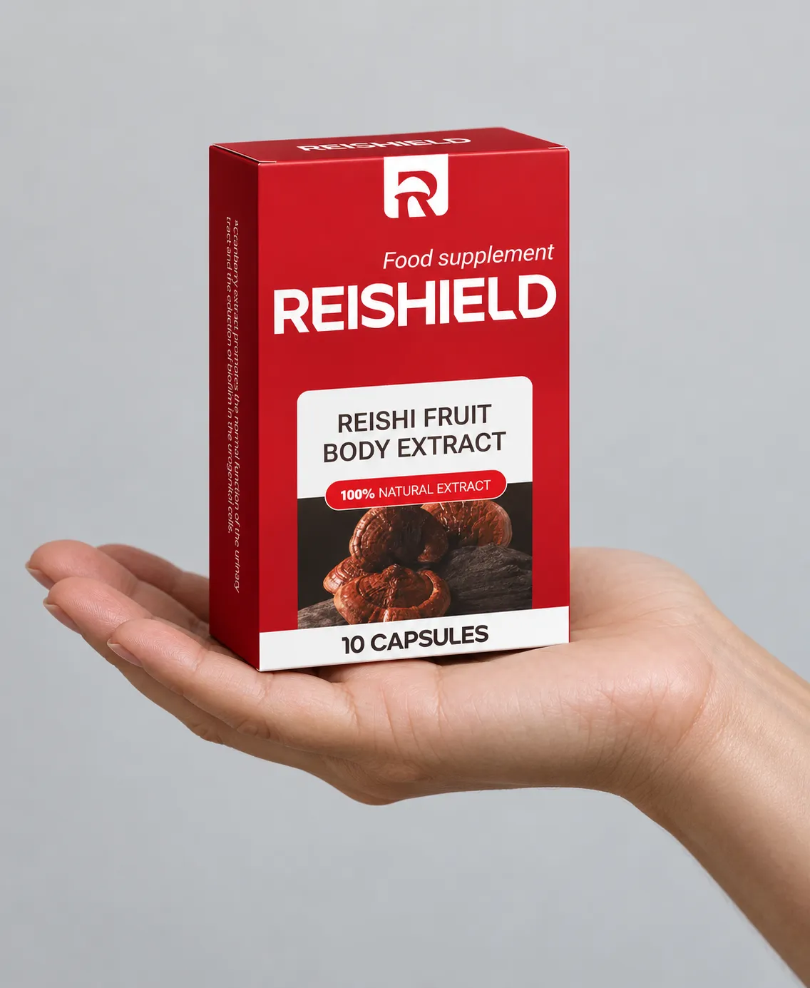 Reishield full price+ — Verpackung in der Hand