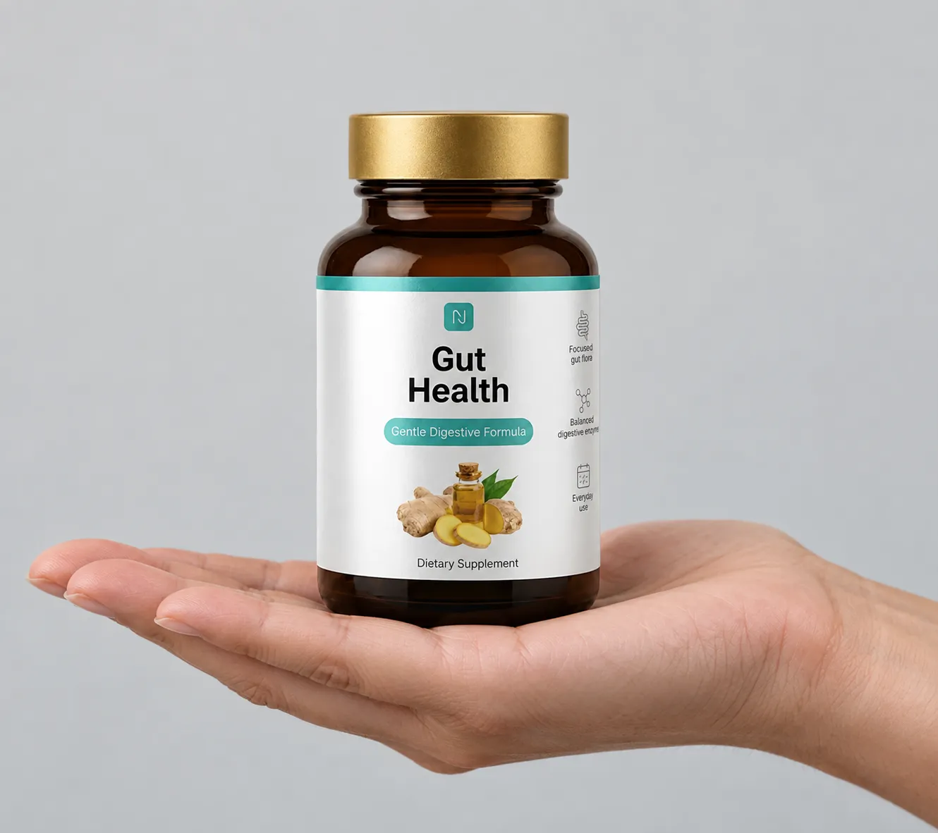 Gut health — Verpackung in der Hand