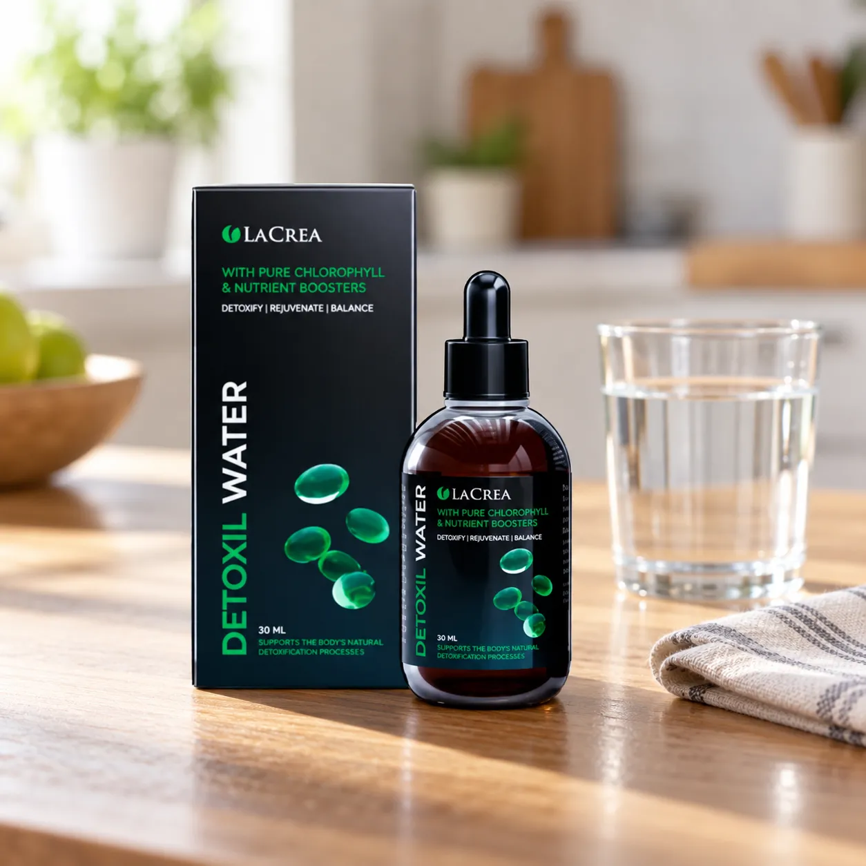 Detoxil water — Verpackung im Alltag