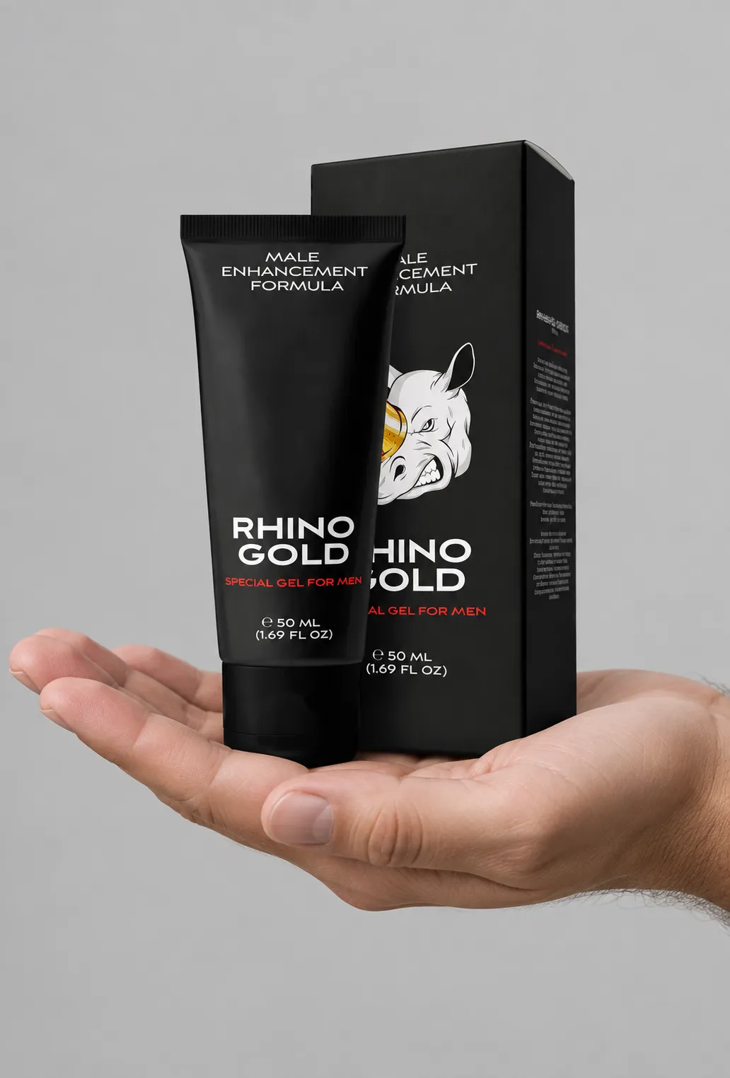 Rhino Gold Gel — Verpackung in der Hand