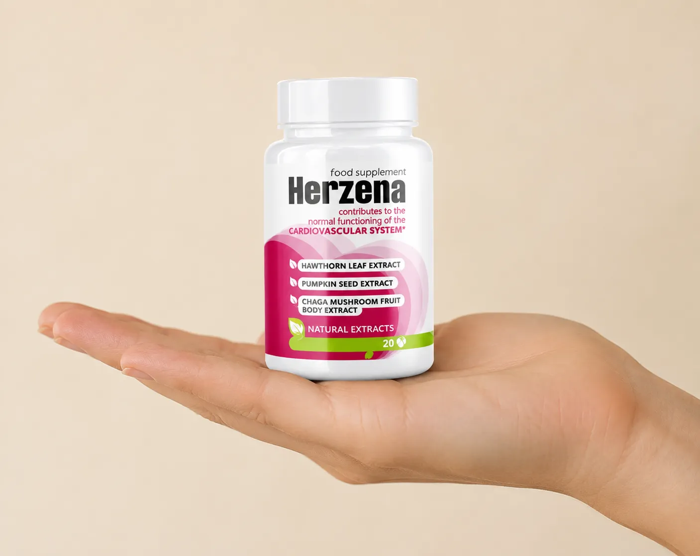 Herzena — Verpackung in der Hand