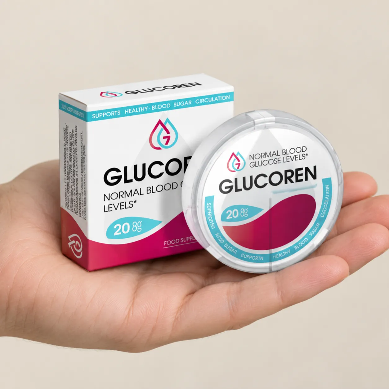 Glucoren — Verpackung in der Hand