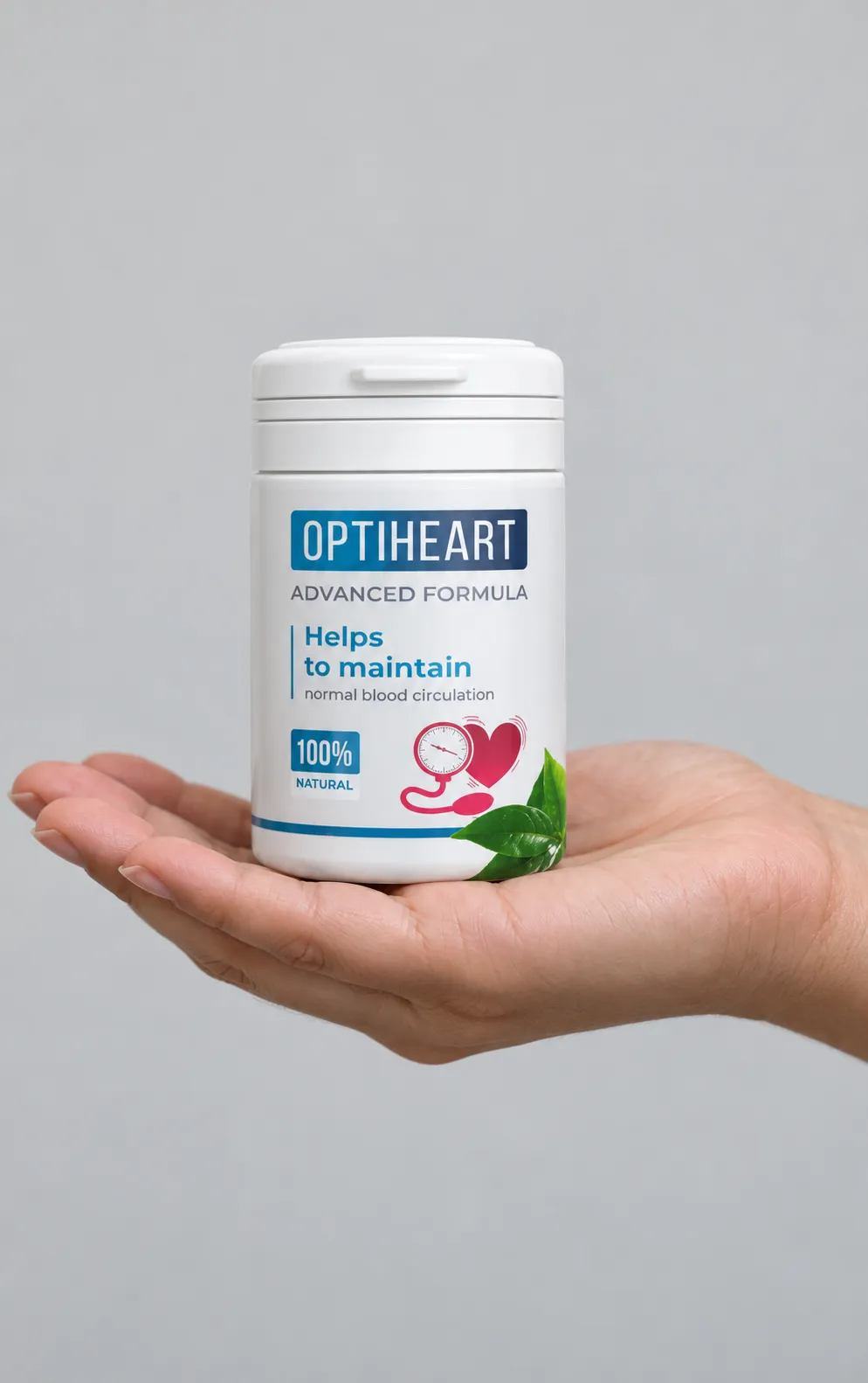 Optiheart — Verpackung in der Hand