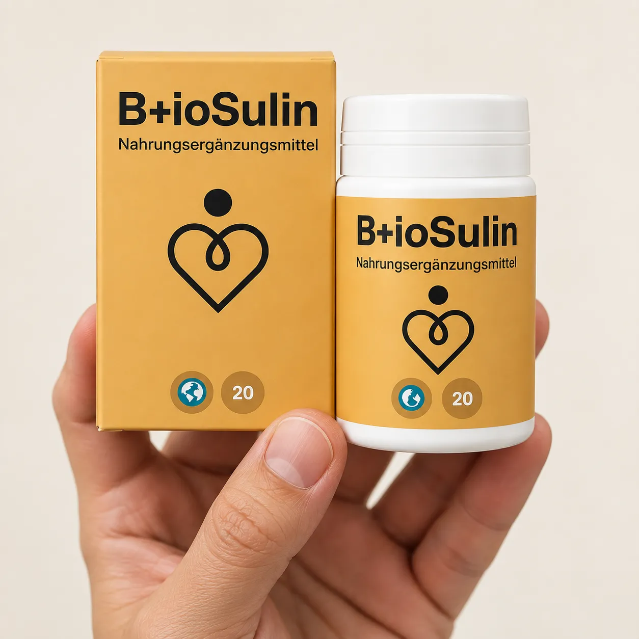 Bio+Sulin — Verpackung in der Hand